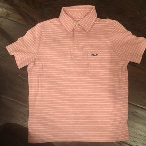 Vineyard pink stripe polo 4T
